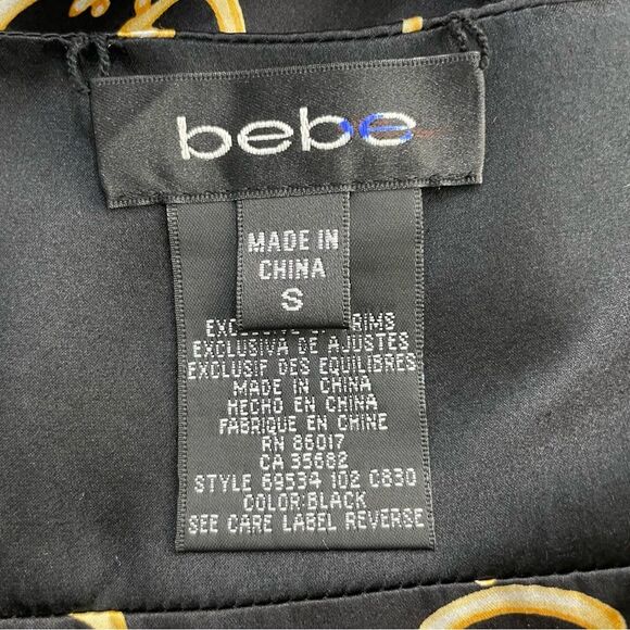 Vintage‎ Y2K 90's Bebe Silk Gold Horsebit Print Babydoll Top Small Camisole - Picture 10 of 13